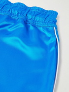 Wales Bonner - Straight-Leg Logo-Embroidered Satin Shorts - Blue