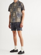 BEAMS PLUS - Pleated Printed Twill Shorts - Blue