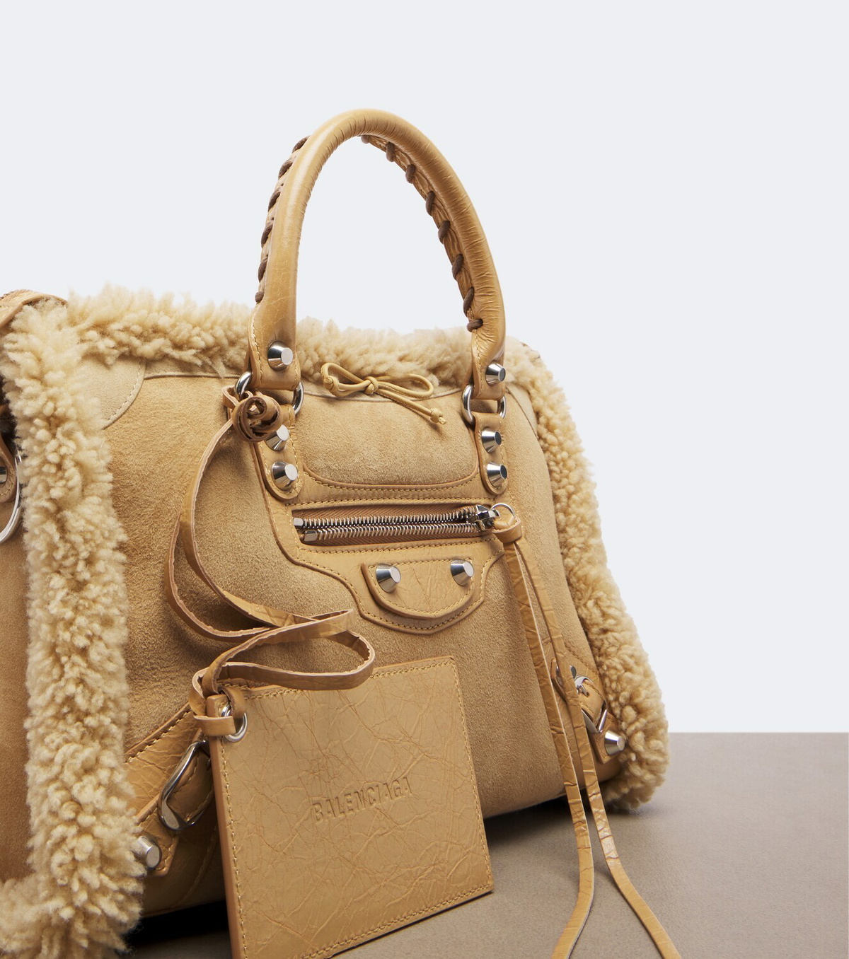 Balenciaga Le City Small suede top-handle bag