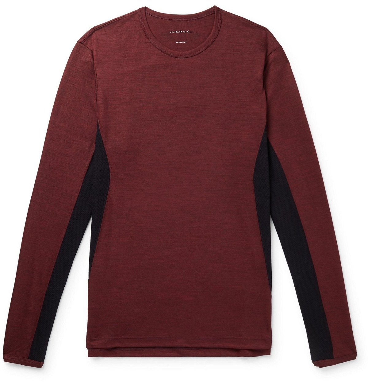 Photo: Sease - Mesh-Panelled Mélange Virgin Wool T-Shirt - Red