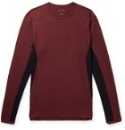 Sease - Mesh-Panelled Mélange Virgin Wool T-Shirt - Red
