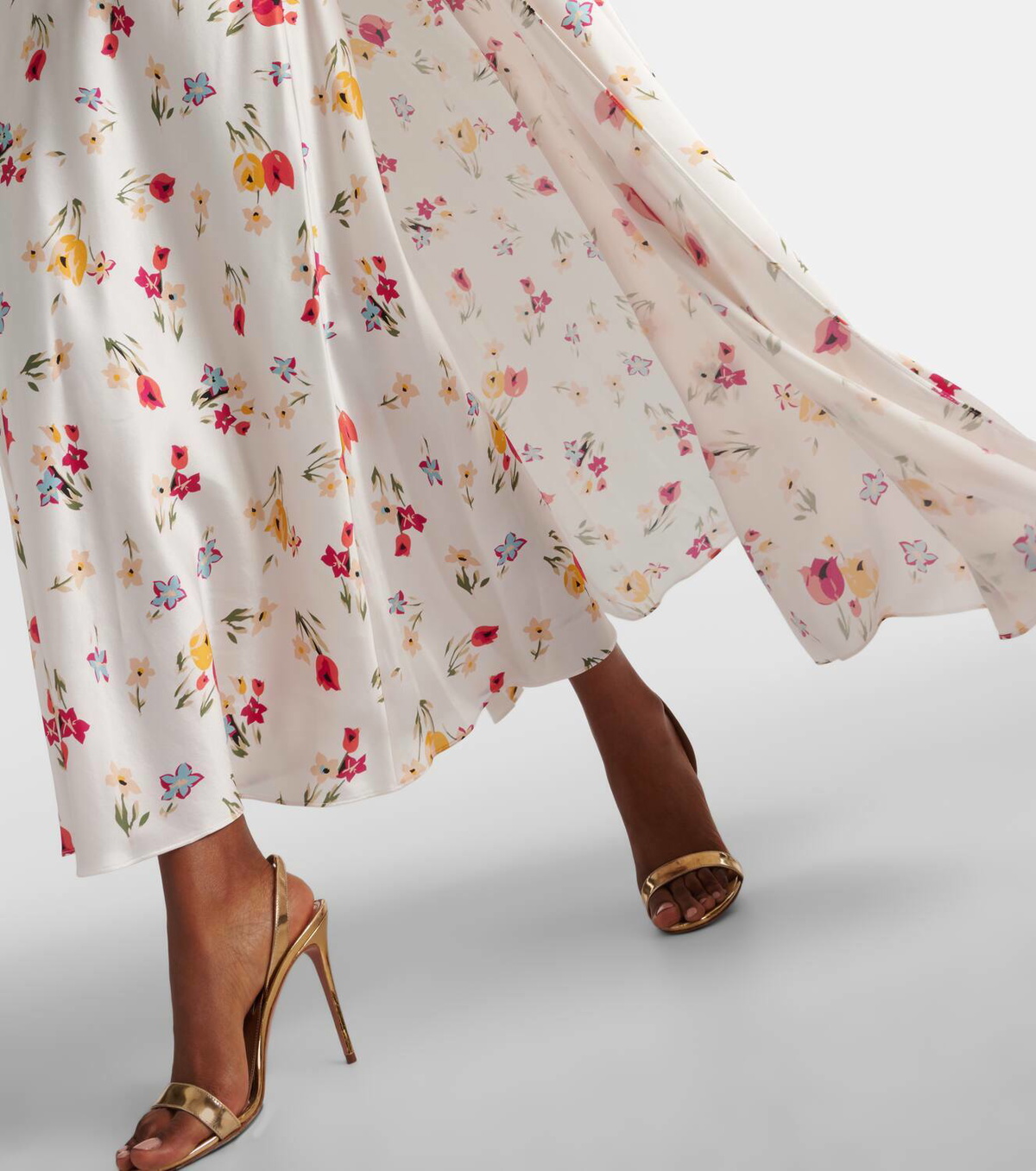 Rodarte Floral caped silk maxi dress