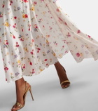 Rodarte Floral caped silk maxi dress