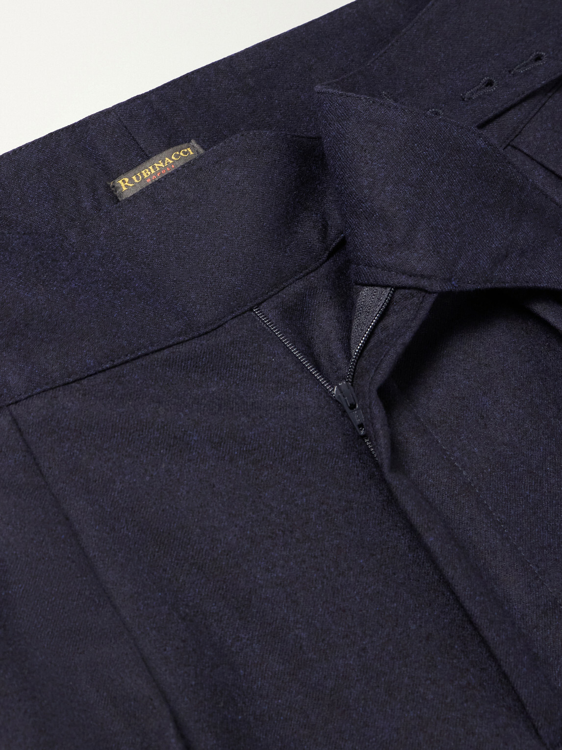 Rubinacci - Manny Tapered Mélange Virgin Wool-Twill Trousers - Blue