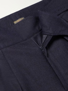 Rubinacci - Manny Tapered Mélange Virgin Wool-Twill Trousers - Blue