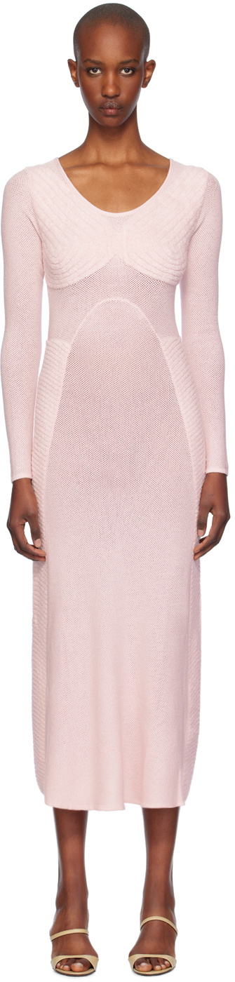 Isa Boulder Pink Sweetheart Long Sleeve Maxi Dress