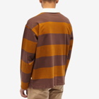 Foret Men's Match Block Stripe Rugby Shirt in Deep Brown/Brown