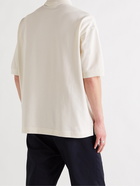 AMI PARIS - Logo-Embroidered Cotton-Piqué Polo Shirt - Neutrals