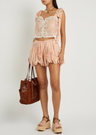 Chloe Floral-print Lace-trim Silk top Multicoloured