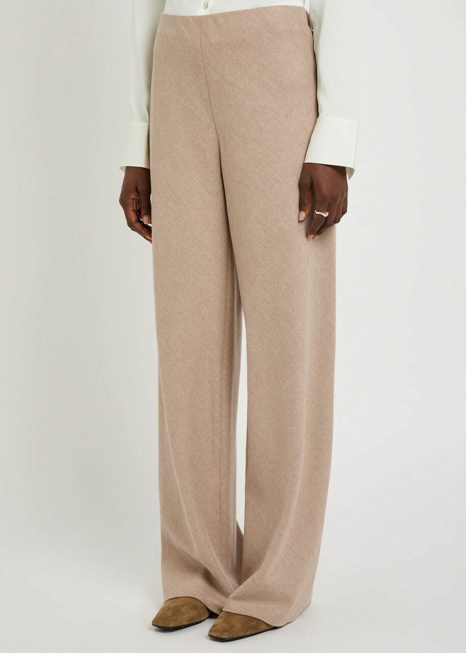 Vince Wide-leg Wool-blend Trousers Beige