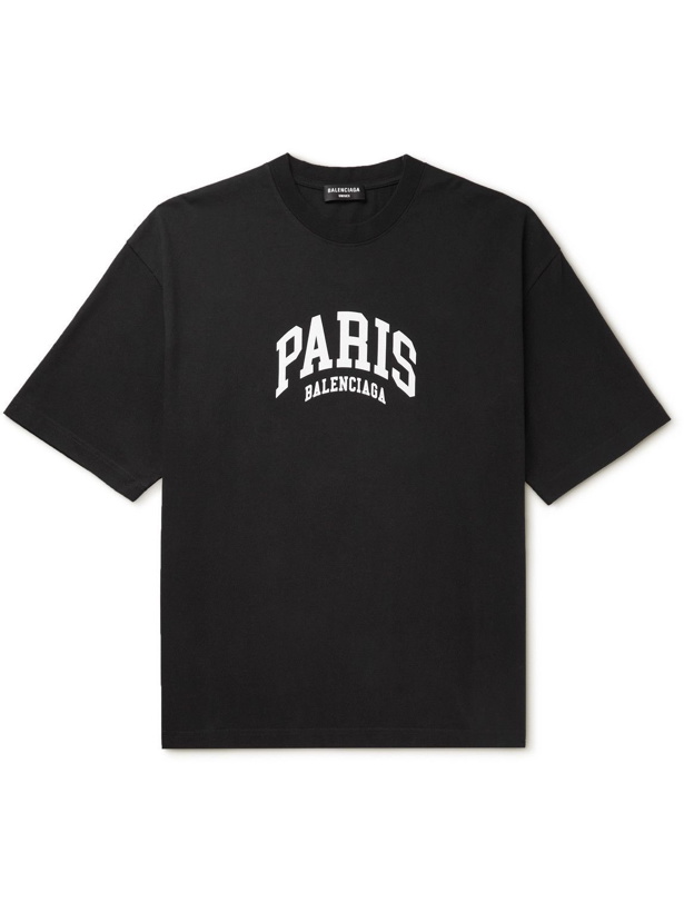 Photo: Balenciaga - Printed Cotton-Jersey T-Shirt - Black