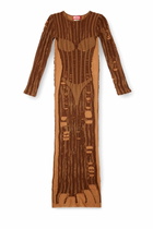 Diesel Maxi dress in distressed second-skin knit - Dresses Womens in Brown