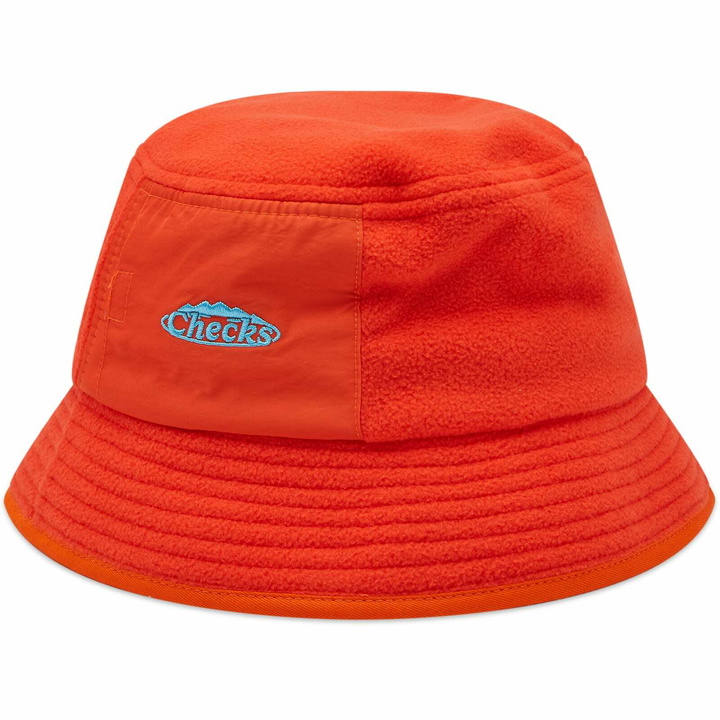 Photo: Checks Downtown Men's Pile Fleece Bucket Hat in Orange