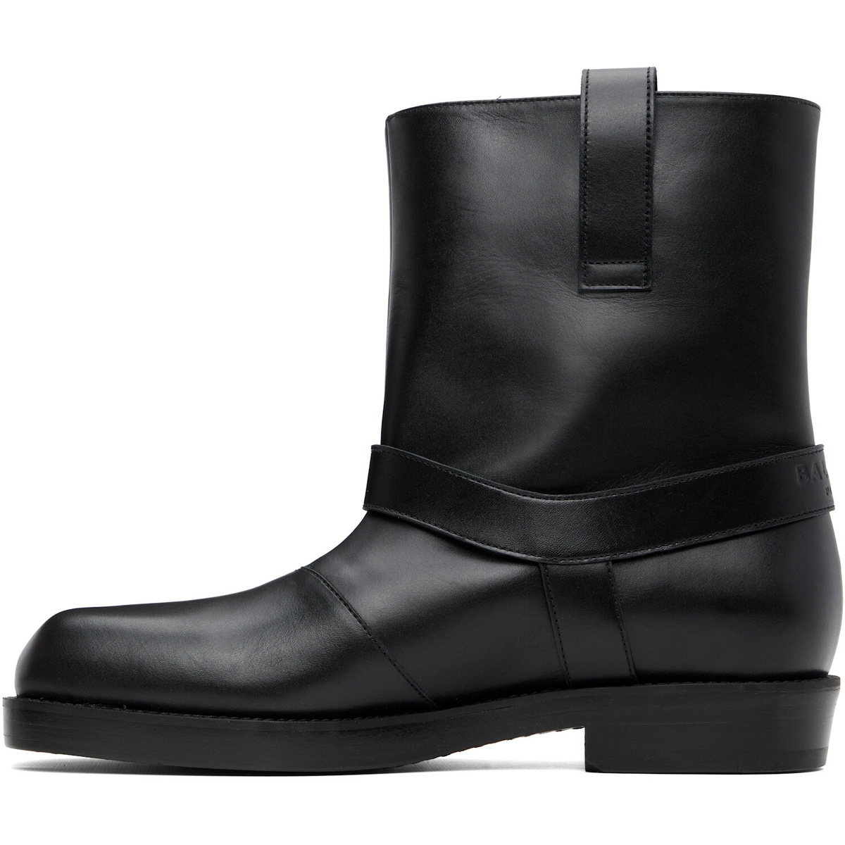 BALMAIN Black T-Bar Calfskin Ankle Boots