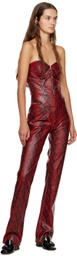 Puppets and Puppets Red and Black Strapless Faux-Leather Bodysuit