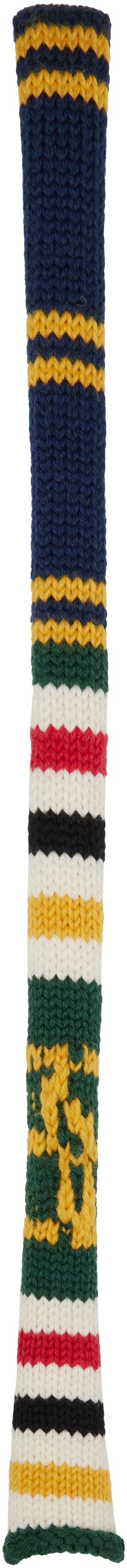 Stefan Cooke Navy & Yellow Stripe Knit Scarf