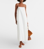 Asceno Melfi checked linen and cotton maxi dress