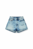 Diesel Shorts in fluid denim with abrasions - Shorts Womens in Blue