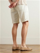 Brunello Cucinelli - Wide-Leg Pleated Linen and Cotton-Blend Drawstring Shorts - Neutrals