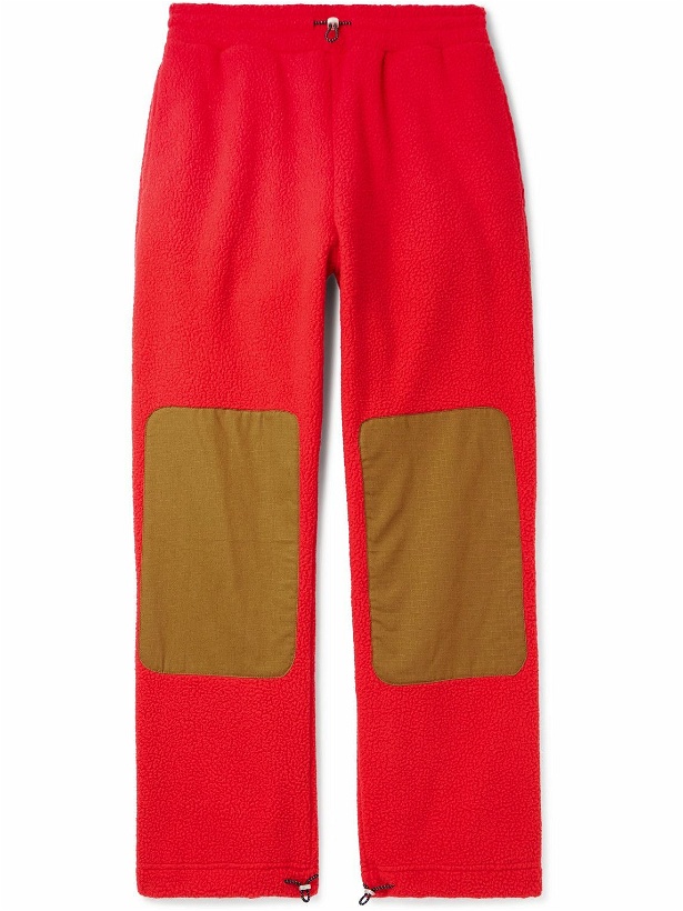 Photo: Cherry Los Angeles - Straight-Leg Ripstop-Trimmed Fleece Trousers - Red