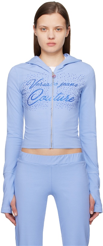 Photo: Versace Jeans Couture Blue Crystal-Cut Hoodie