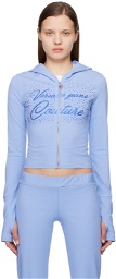 Versace Jeans Couture Blue Crystal-Cut Hoodie