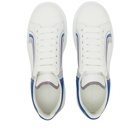 Alexander McQueen Men's Heel Tab Wedge Sole Sneakers in White/Galactic Blue