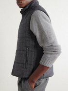 N.PEAL - Belgravia Quilted Herringbone Woven Wool, Silk and Cashmere-Blend Twill Gilet - Gray