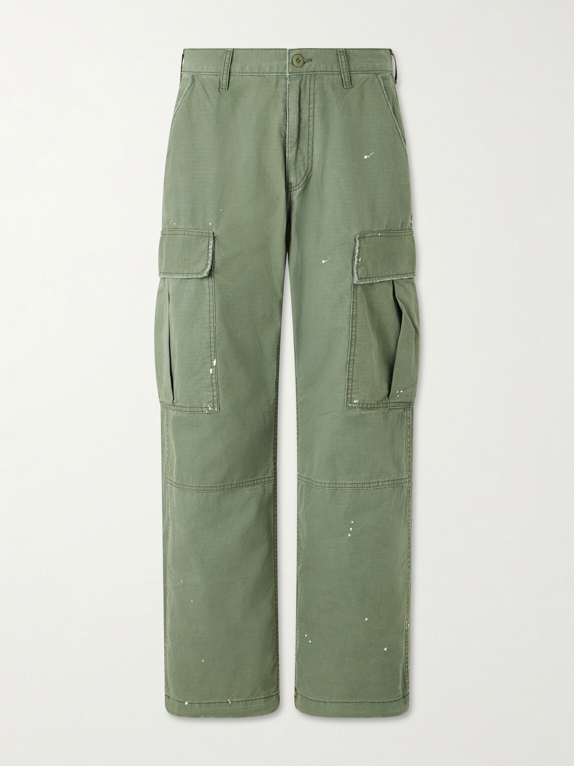 Cherry Los Angeles - Wide-Leg Paint-Splattered Cotton-Ripstop Cargo Trousers - Green