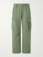 Cherry Los Angeles - Wide-Leg Paint-Splattered Cotton-Ripstop Cargo Trousers - Green