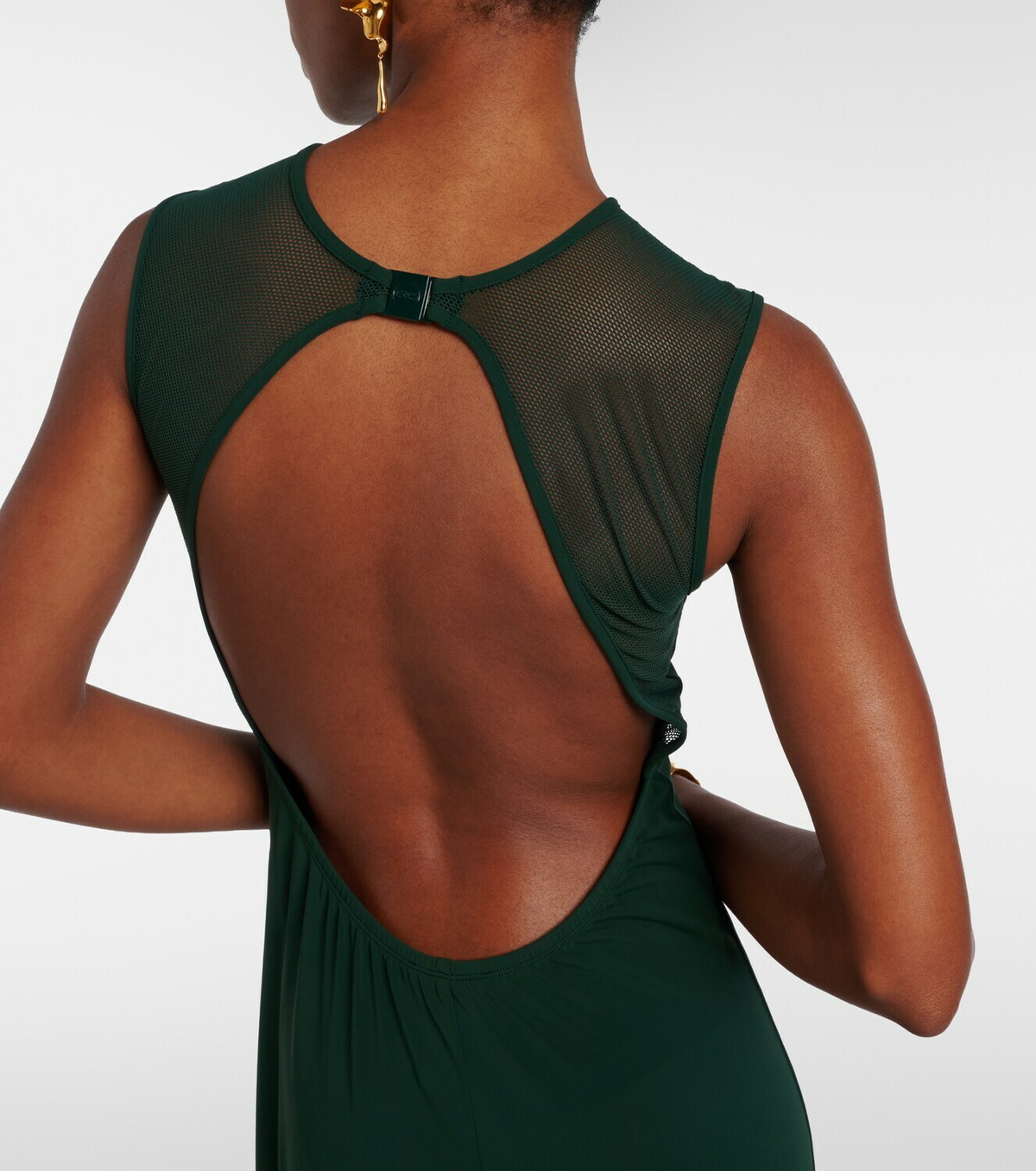 Eres Scene mesh-trimmed jersey maxi dress