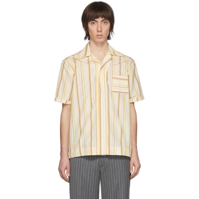 Photo: Wales Bonner Yellow Stripe Havana Short Sleeve Shirt