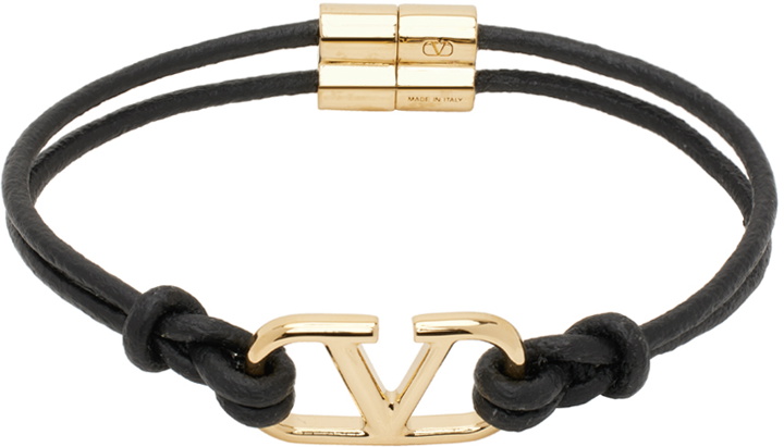 Photo: Valentino Garavani Black VLogo Signature Leather Bracelet