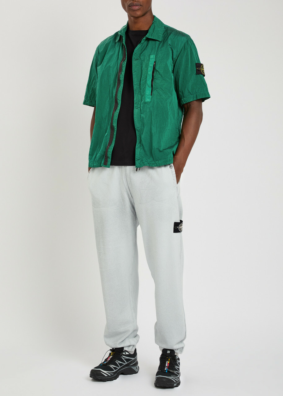 Stone Island Crinkled Nylon Overshirt Green