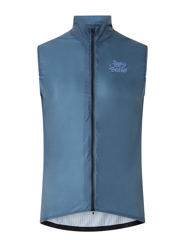 Photo: A Kind Of Guise - Basso Giro Alpino Logo-Print Shell Cycling Gilet - Blue