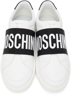 Moschino White & Black Logo Strap Sneakers