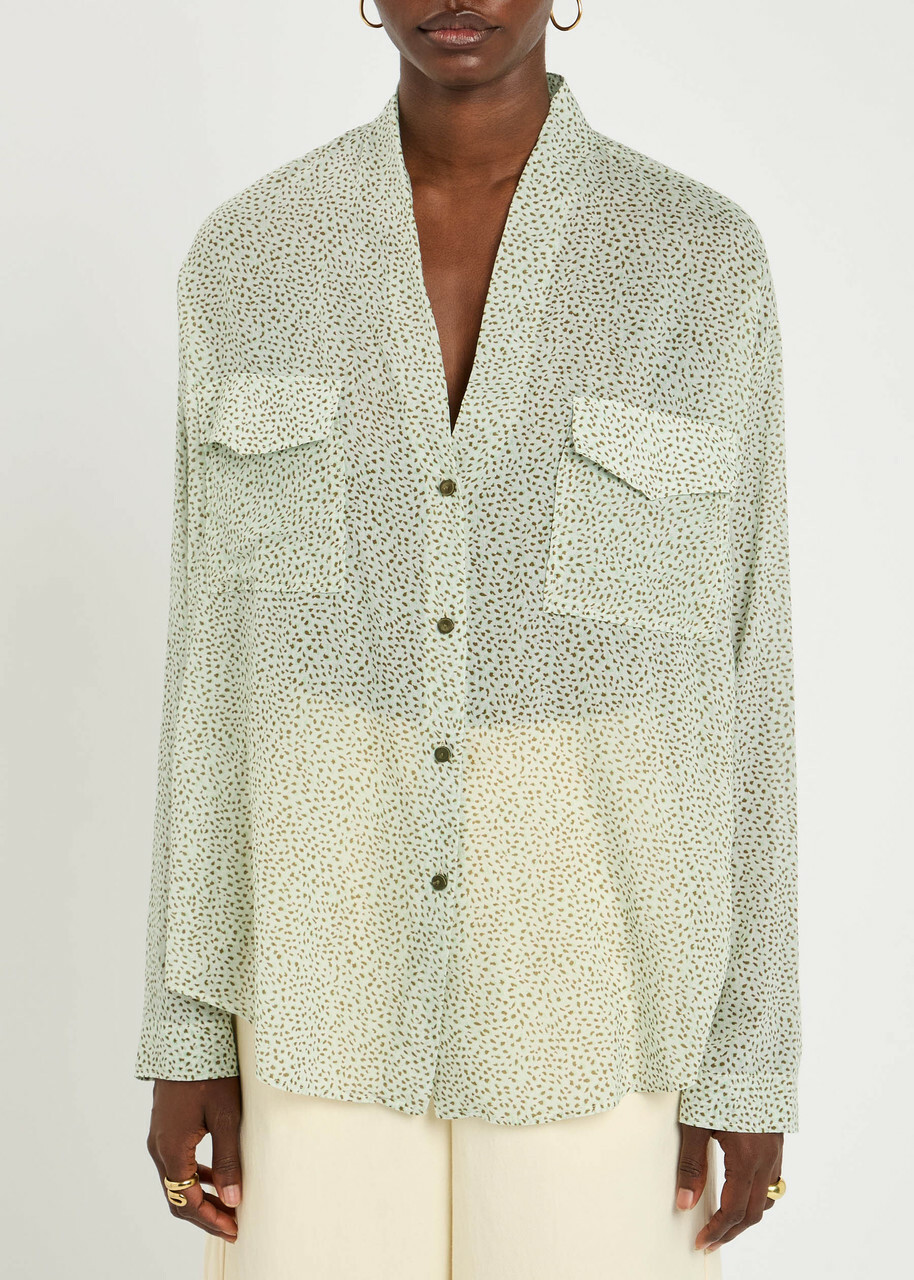 Forte_forte Printed Cotton and Silk-blend Shirt Light Green
