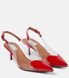 Alaïa Le Cœur leather and PVC slingback pumps
