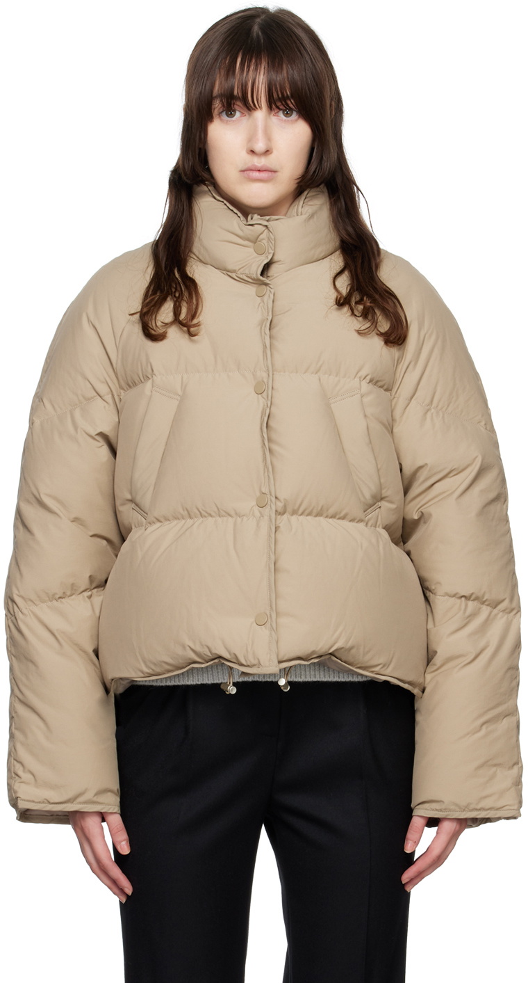 Nothing Written SSENSE Exclusive Taupe Cropped Down Jacket
