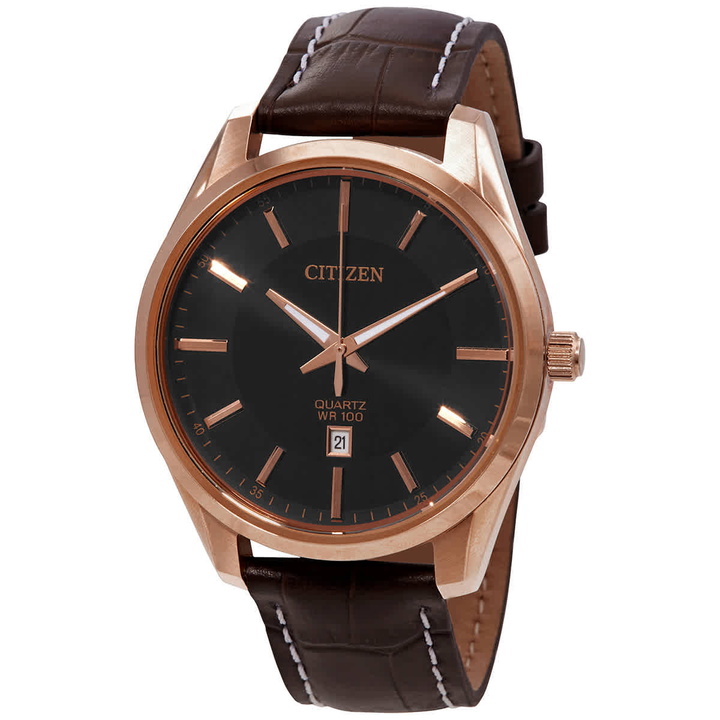 Photo: Citizen Quartz Black Dial Brown Leather Ladies Watch BI1033-04E