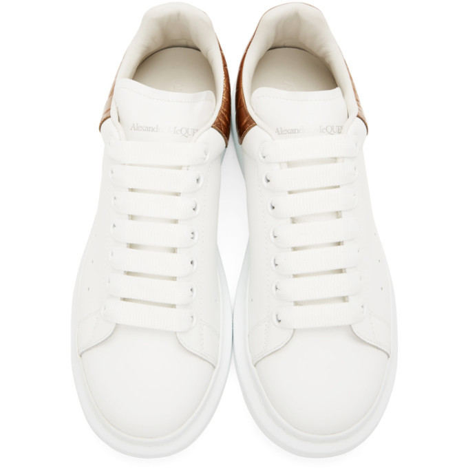 Alexander McQueen Oversized White And Rose Gold Sneakers New