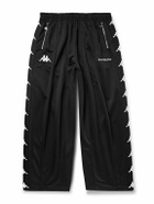 Acne Studios - Kappa Wide-Leg Webbing-Trimmed Logo-Embroidered Tech-Jersey Track Pants - Black