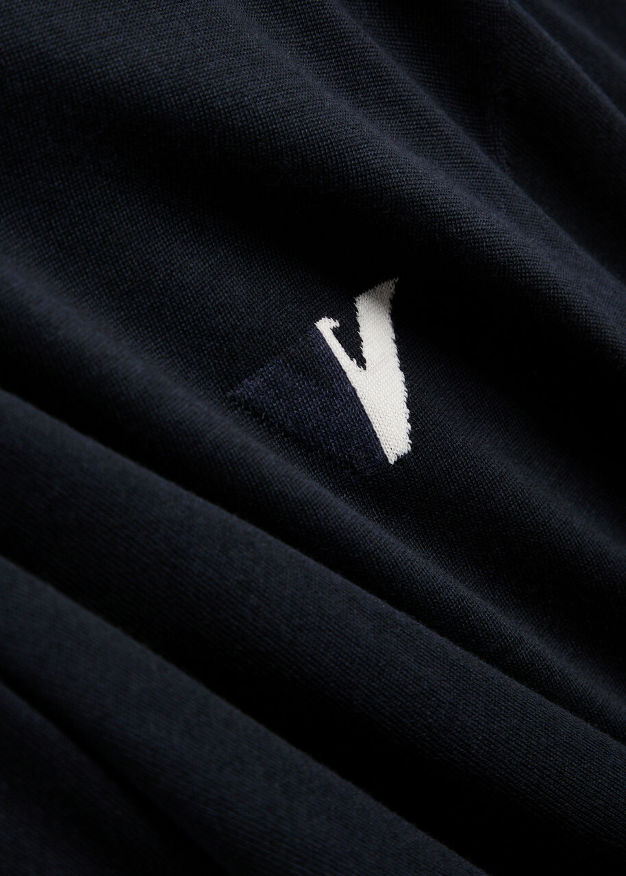 Emporio Armani Logo-intarsia Wool Jumper Navy
