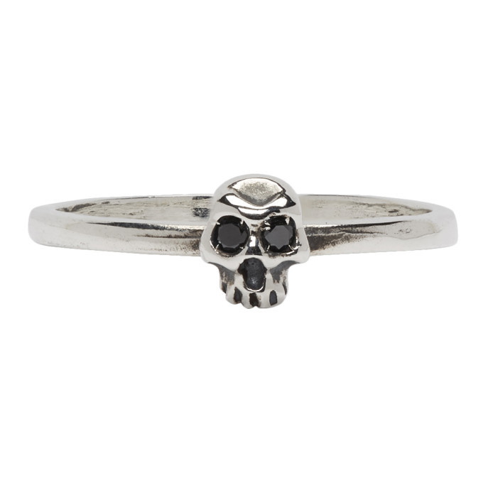 Photo: Luka Sabbat x Monini Silver and Black Diamond Stackable Skull Ring