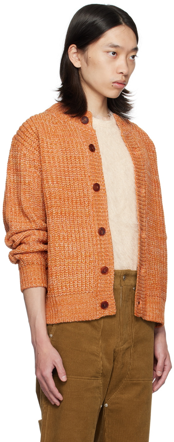 AFTER PRAY Orange Intarsia Cardigan