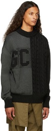 GCDS Black Cable Knit Logo Sweater