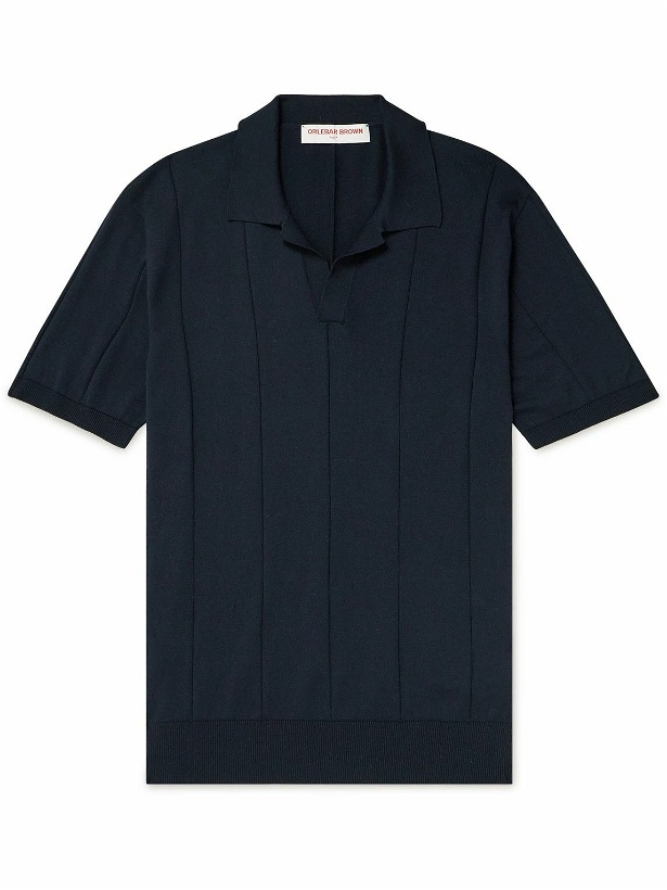 Photo: Orlebar Brown - Horton Striped Mulberry Silk and Organic Cotton-Blend Polo Shirt - Black