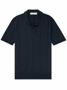 Orlebar Brown - Horton Striped Mulberry Silk and Organic Cotton-Blend Polo Shirt - Black