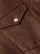 SECOND / LAYER - Leather Trucker Jacket - Brown