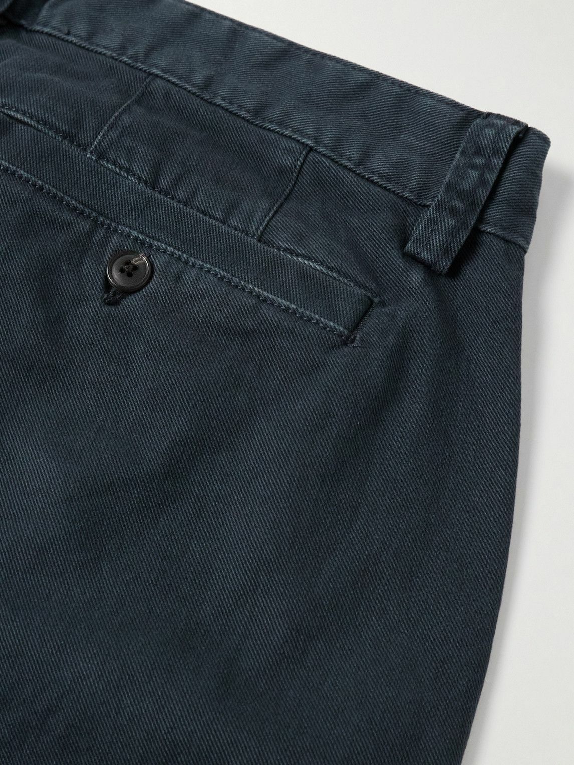 Corridor - Straight-Leg Garment-Dyed Stretch-Cotton Twill Trousers - Blue